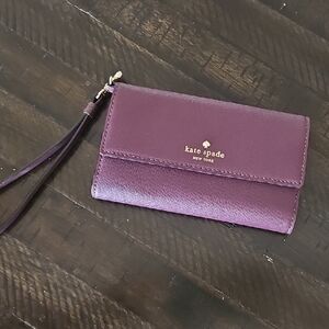 Kate Spade Plum Wristlet with Gold Accents